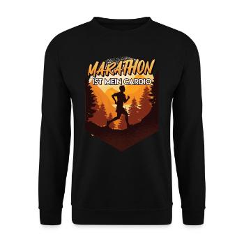 Läufer MARATHON RUNNING IS MY CARDIO Lustiges - Unisex Pullover - Schwarz - Vorne - Alina (178cm) & Michal (187cm)