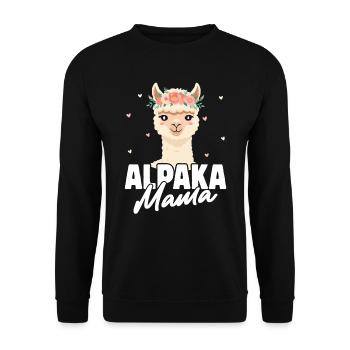 Mütter ALPAKA MAMA Lama Lustiges - Unisex Pullover - Schwarz - Vorne - Alina (178cm) & Michal (187cm)
