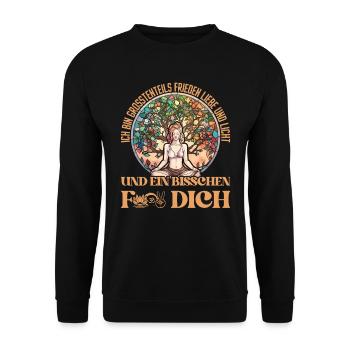 Yogi LIEBE UND LICHT UND BISSCHEN FICK DICH - Unisex Pullover - Schwarz - Vorne - Alina (178cm) & Michal (187cm)