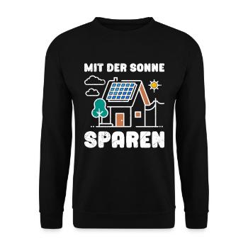 Solar Energie MIT DER SONNE SPAREN Lustiges - Unisex Pullover - Schwarz - Vorne - Alina (178cm) & Michal (187cm)