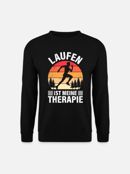 LAUFEN IST MEINE THERAPIE Läufer Lustiges - Unisex Pullover - Schwarz