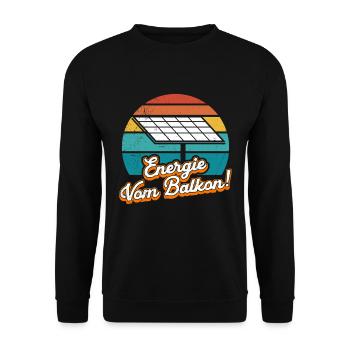 Solar ENERGIE VOM BALKON Retro Lustiges - Unisex Pullover - Schwarz - Vorne - Alina (178cm) & Michal (187cm)