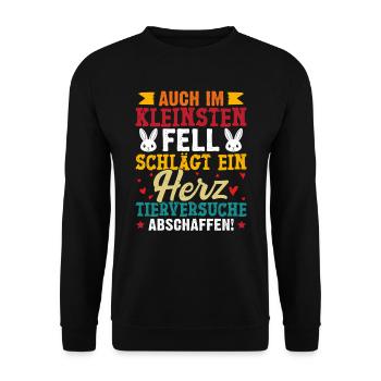 Tierschutz AUCH IM KLEINSTEN FELL SCHLÄGT EIN HERZ - Unisex Pullover - Schwarz - Vorne - Alina (178cm) & Michal (187cm)