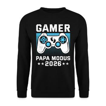 GAMER PAPA MODUS 2026 Vaterschaft Lustig - Unisex Pullover - Schwarz - Vorne - Alina (178cm) & Michal (187cm)