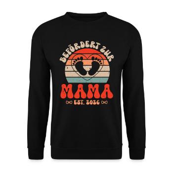 Werdende Mutter BEFÖRDERT ZUR MAMA 2026 Lustig - Unisex Pullover - Schwarz - Vorne - Alina (178cm) & Michal (187cm)