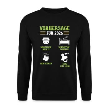 Schwangerschaft VORHERSAGE 2026 Lustiges - Unisex Pullover - Schwarz - Vorne - Alina (178cm) & Michal (187cm)