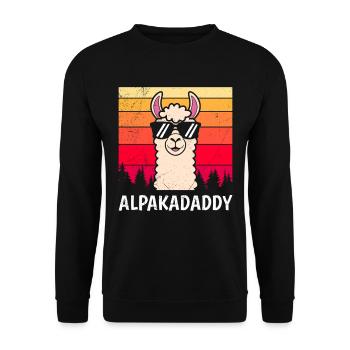 Väter ALPAKAPAPA Retro Lama Lustiges - Unisex Pullover - Schwarz - Vorne - Alina (178cm) & Michal (187cm)