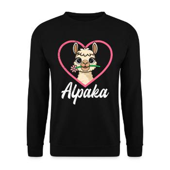 Alpaka Fan Lama Liebe ALPAKA Lustiges - Unisex Pullover - Schwarz - Vorne - Alina (178cm) & Michal (187cm)