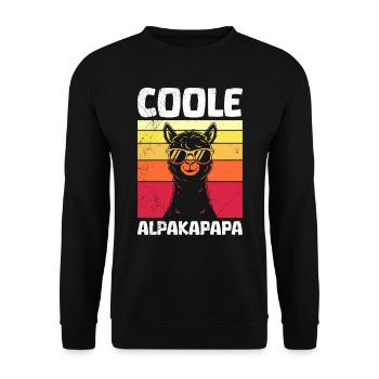Bald Papa COOLE ALPAKAPAPA Retro Lustiges - Unisex Pullover - Schwarz - Vorne - Alina (178cm) & Michal (187cm)