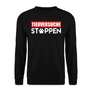 Tierschutz TIRVERSUCHE STAPPEN LUSTIG - Unisex Pullover - Schwarz - Vorne - Alina (178cm) & Michal (187cm)