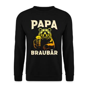 Bierfan PAPA BRAUBÄR Werdender Vater Lustig - Unisex Pullover - Schwarz - Vorne - Alina (178cm) & Michal (187cm)
