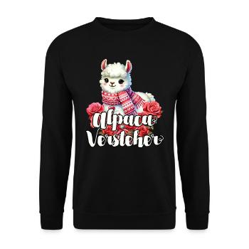 Alpaka Fan ALPAKA VERSTEHER Retro Lustig - Unisex Pullover - Schwarz - Vorne - Alina (178cm) & Michal (187cm)