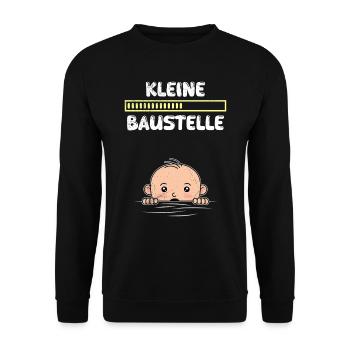 Bald Mama KLEINE BAUSTELLE Baby Kommt Lustiges - Unisex Pullover - Schwarz - Vorne - Alina (178cm) & Michal (187cm)