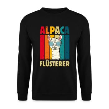 Alpaka Fan ALPAKA FLÜSTERER Lama Lustiges - Unisex Pullover - Schwarz - Vorne - Alina (178cm) & Michal (187cm)