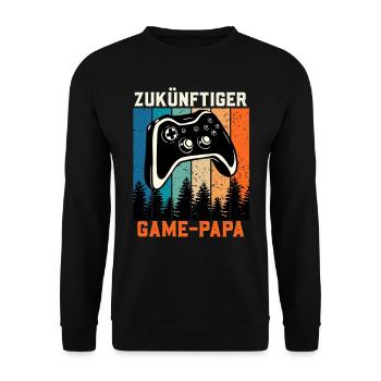 Bald Papa ZUKÜNFTIGER GAMER PAPA LUSTIG - Unisex Pullover - Schwarz - Vorne - Alina (178cm) & Michal (187cm)