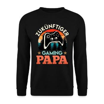 Bald Papa ZUKÜNFTIGER GAMER PAPA LUSTIG - Unisex Pullover - Schwarz - Vorne - Alina (178cm) & Michal (187cm)
