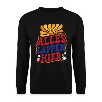 Malle ALLES LAPPEN HIER Retro Lustig - Unisex Pullover - Schwarz - Vorne - Alina (178cm) & Michal (187cm)