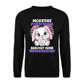Tierschutz MODERNE FORSCHUNG BRAUCHT KEINE - Unisex Pullover - Schwarz - Vorne - Alina (178cm) & Michal (187cm)