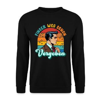 Malle FINGER WEG VERGEBEN Lustiges - Unisex Pullover - Schwarz - Vorne - Alina (178cm) & Michal (187cm)
