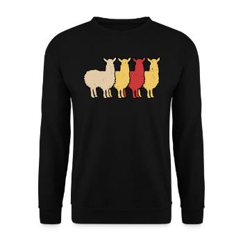 Alpaka Fan ALPAKA Fanartikel Lama Lustiges - Unisex Pullover - Schwarz - Vorne - Alina (178cm) & Michal (187cm)