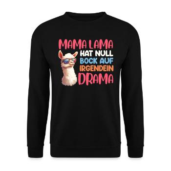 MAMA LAMA HAT NULL BOCK AUF DRAMA Lustig - Unisex Pullover - Schwarz - Vorne - Alina (178cm) & Michal (187cm)