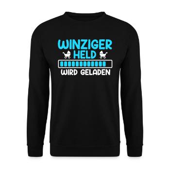 Bald Mama WINZIGER HELD WIRD GELADEN Lustig - Unisex Pullover - Schwarz - Vorne - Alina (178cm) & Michal (187cm)