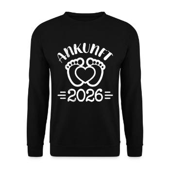 Werdende Mutter ANKUNFT 2026 Lustiges - Unisex Pullover - Schwarz - Vorne - Alina (178cm) & Michal (187cm)