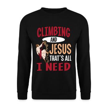 Kletterer Quote für einen Bergsteiger - Unisex Pullover - Schwarz - Vorne - Alina (178cm) & Michal (187cm)