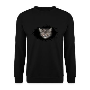 meow cat - Unisex Pullover - Schwarz - Vorne - Alina (178cm) & Michal (187cm)