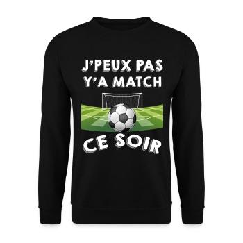 Foot je peux pas y'a match ce soir Cadeau Famille - Sweat-shirt Unisexe - noir - Devant - Alina (178cm) & Michal (187cm)