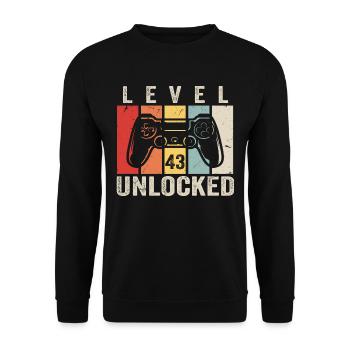 Level 43 Unlocked 43 Year Old Birthday Gift - Unisex Sweatshirt - black - Front - Alina (178cm) & Michal (187cm)