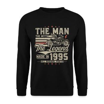 1995 Homme Mythe Légende Moto Motard - Sweat-shirt Unisexe - noir - Devant - Alina (178cm) & Michal (187cm)