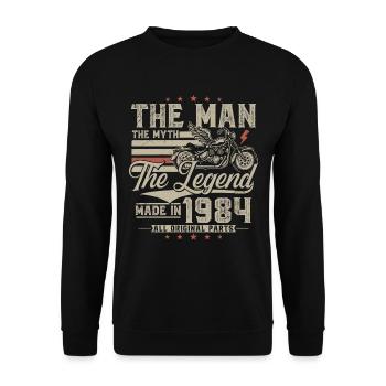 1984 Man Myth Legend Motorcycle Biker - Unisex Sweatshirt - black - Front - Alina (178cm) & Michal (187cm)