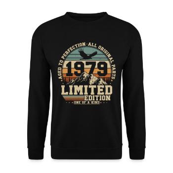 1979 Vintage né Vintage cadeau d’anniversaire - Sweat-shirt Unisexe - noir - Devant - Alina (178cm) & Michal (187cm)
