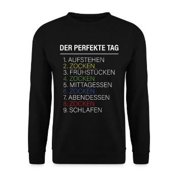 Der perfekte Tag Gamer - Unisex Pullover - Schwarz - Vorne - Alina (178cm) & Michal (187cm)
