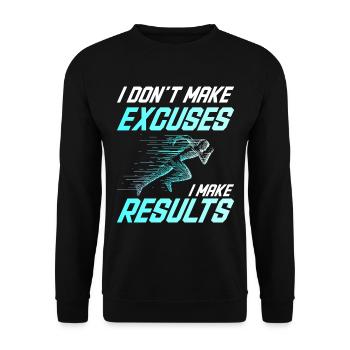 Pas D'Excuses Des Résultats - Citation Inspirante - Sweat-shirt Unisexe - noir - Devant - Alina (178cm) & Michal (187cm)