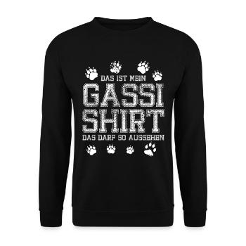 das ist mein Gassi Shirt - das darf so aussehen - Unisex Pullover - Schwarz - Vorne - Alina (178cm) & Michal (187cm)