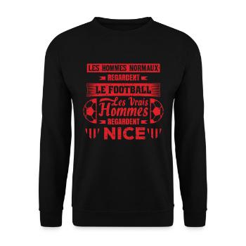 les vrais hommes regardent NICE fans club de foot - Sweat-shirt Unisexe - noir - Devant - Alina (178cm) & Michal (187cm)