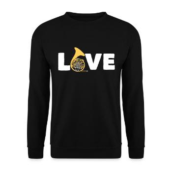 Love Horn - Unisex Pullover - Schwarz - Vorne - Alina (178cm) & Michal (187cm)