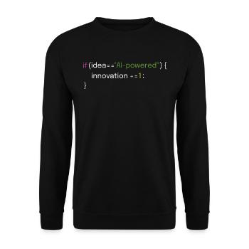 Innovations- und AI-Coding-Design - Unisex Pullover - Schwarz - Vorne - Alina (178cm) & Michal (187cm)