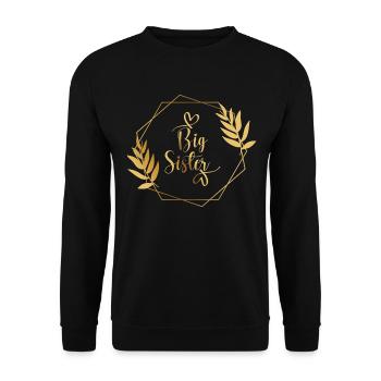 Große Schwester - Unisex Pullover - Schwarz - Vorne - Alina (178cm) & Michal (187cm)