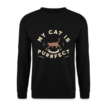 My Cat is Purrfect – Minimalistisches Design - Unisex Pullover - Schwarz - Vorne - Alina (178cm) & Michal (187cm)