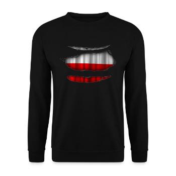 Poland flag torn 017 - Unisex Sweatshirt - black - Front - Alina (178cm) & Michal (187cm)