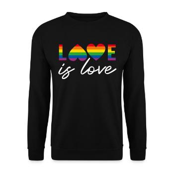 LGBTQIA+ love is love rainbow flag - Unisex Sweatshirt - black - Front - Alina (178cm) & Michal (187cm)