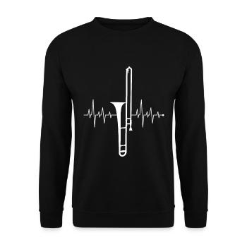 Battements cardiaques rythme cardiaque fréquence cardiaque Trombone joueur - Sweat-shirt Unisexe - noir - Devant - Alina (178cm) & Michal (187cm)