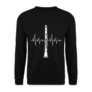 Herzschlag Herzfrequenz Herzlinie Klarinette Shirt - Unisex Pullover - Schwarz - Vorne - Alina (178cm) & Michal (187cm)