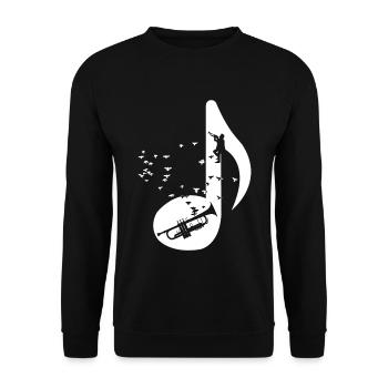 Trompette Joueur Trompette Chemise Note Cadeau - Sweat-shirt Unisexe - noir - Devant - Alina (178cm) & Michal (187cm)