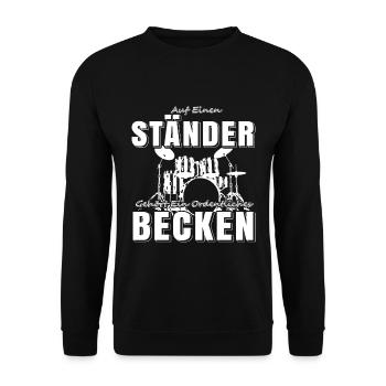 Drummer Schlagzeuger T-Shirt Schlagzeug Drum - Unisex Pullover - Schwarz - Vorne - Alina (178cm) & Michal (187cm)