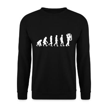Tuba Spieler T-Shirt Geschenk Evolution - Unisex Pullover - Schwarz - Vorne - Alina (178cm) & Michal (187cm)