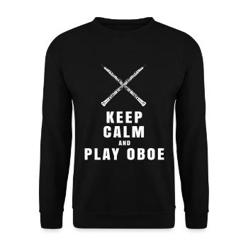 Keep Calm And Play Oboe Spieler T-Shirt - Unisex Pullover - Schwarz - Vorne - Alina (178cm) & Michal (187cm)